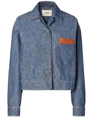 Fendi Jack Met Opgestikte Zak En Logopatch - Blauw