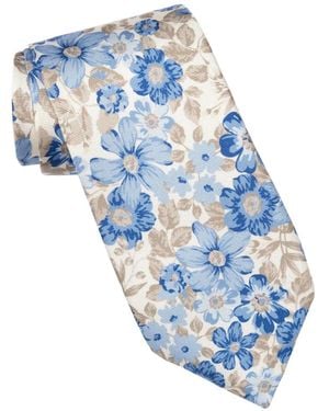 Elizabetta Altamura Floral-Print Silk Tie - Blue