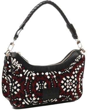 V73 Braided-Handle Patterned Shoulder Bag - Black
