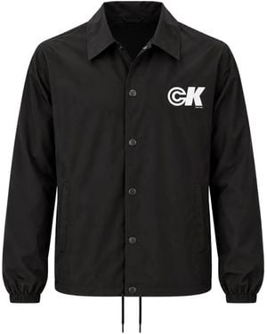 Calvin Klein Logo-Print Shell Jacket - Black