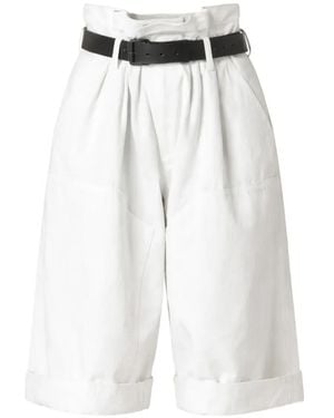Y's Yohji Yamamoto Pantalon À Taille Haute Ceinturée - White