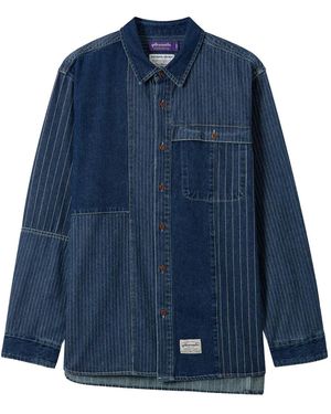 AFTERMATHS Pinstriped Denim Shirt - Blue