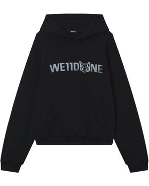 we11done Logo-Print Hoodie - Black