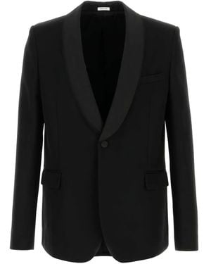 McQueen Blazer Con Revers A Scialle - Nero