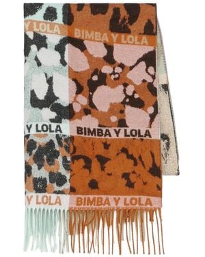 Bimba Y Lola Schal Mit Animal-Print, Streifen Und Logos - Weiß