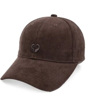 Maje Corduroy-Effect Heart-Patch Cap - Brown