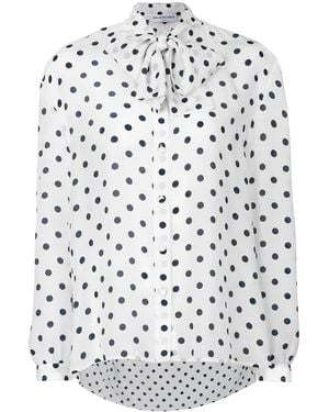 Balenciaga Gathered Polka Dot Blouse - White