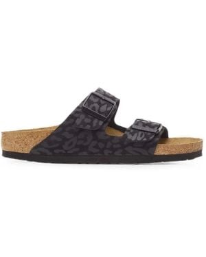 Birkenstock Arizona Leopard-Print Slides - White