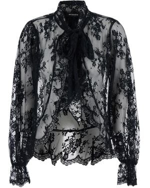 retroféte Blouse Met Strikdetail - Zwart