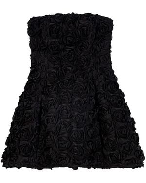 Maje Floral-Appliqué Strapless Mini Dress - Black