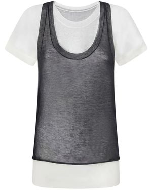 Pinko Layered And T-Shirt With Sheer Overlay - Gray