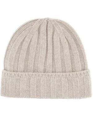 Vanisé Chalk Ribbed-Knit Beanie Hat - Natural