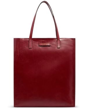 The Bridge Sac Cabas Mirra En Cuir À Plaque Logo - Red