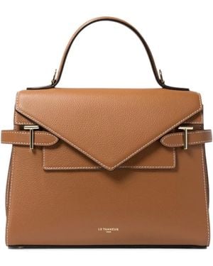 Le Tanneur Medium Emilie Leather Envelope-Flap Tote Bag - Brown