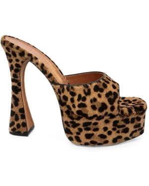 AMINA MUADDI Dalida Leopard-Print Platform Sandals - Brown