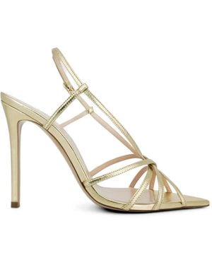 Andrea Wazen Marilyn Watersnake Strappy Sandals - White