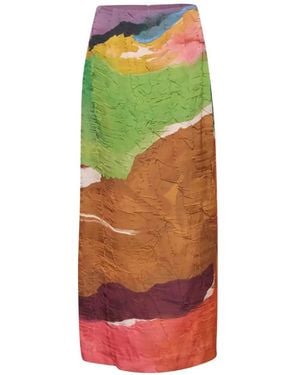 Ulla Johnson Inez Crinkled-Satin Skirt - Green