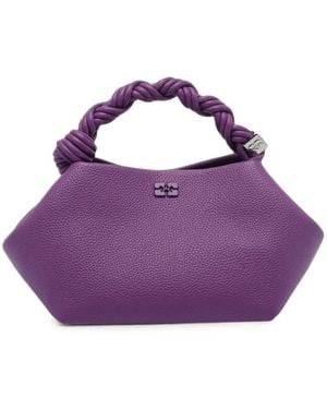 Ganni Small Bou Braided-Handle Tote Bag - Purple