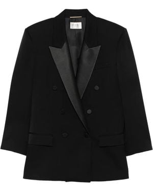 Saint Laurent Doppelreihiges Sakko Mit Steigendem Revers - Schwarz