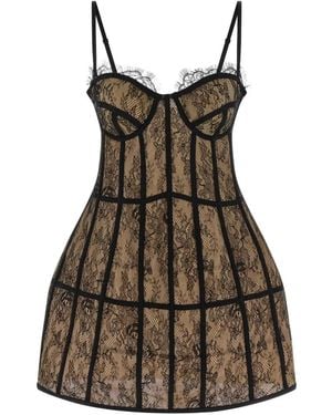 GIUSEPPE DI MORABITO Lace Mini Dress - Brown