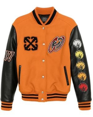 Off-White c/o Virgil Abloh Appliquéd Logo-Embroidered Jacket - Orange