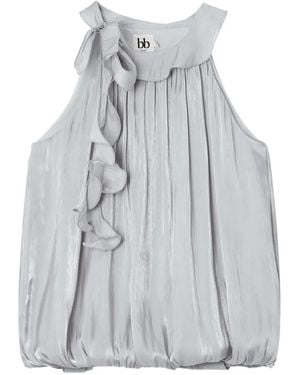 B+ AB Ruffle-Trimmed Bow-Detail Blouse - Grey