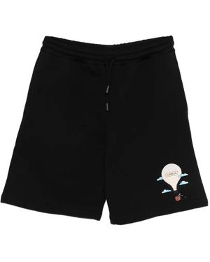 flâneur Aéronautique Drawstring Graphic Shorts - Black