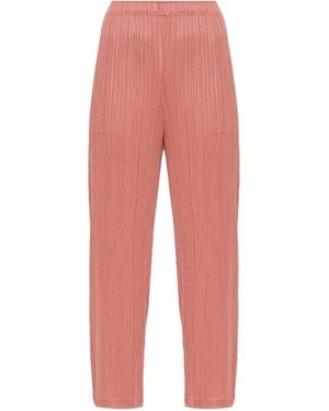 Pleats Please Issey Miyake Pleated Seam-Pocket Trousers - Red