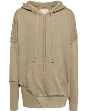 Greg Lauren Distressed Cotton Hoodie - Natural
