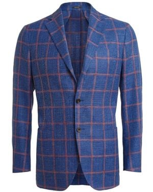Sartorio Napoli Windowpane Virgin Wool-Blend Jacket - Blue
