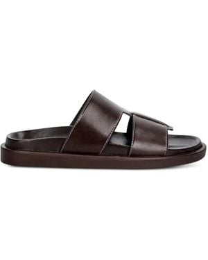 JONAK PARIS Westminster Contrast-Stitch Leather Sandals - Brown