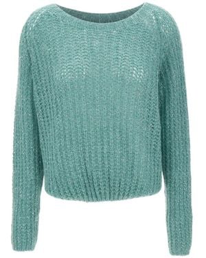 Kaos Sequin-Embellished Openwork Knit - Blue