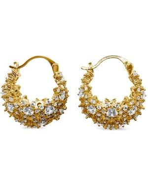Hzmer Jewelry Pendientes De Aro Dyuti Con Detalles De Cristales - Metálico