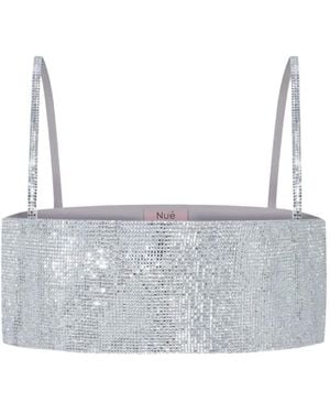 Nue Top Metalizado Con Cristal - Gris