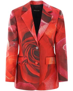 Roberto Cavalli Garden Rose-Print Blazer - Red