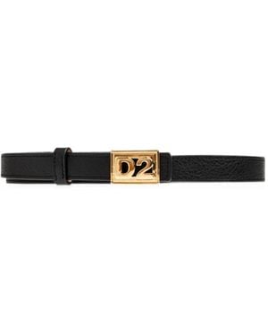 DSquared² D2 Plaque Leather Belt - White