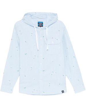 SPORT b. by agnès b. Chemise Rayée À Capuche Et À Fleurs - Blue