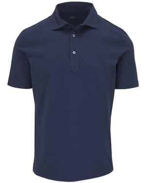 Fedeli Half-Button Short-Sleeve Polo Shirt - Blue