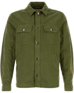 Woolrich スプレッドカラー デニムジャケット - グリーン