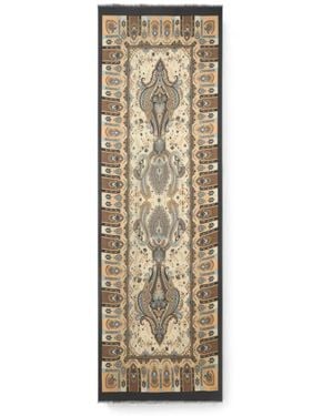 Etro Wool And Silk Scarf With Paisley Motif And Floral Details - Natural