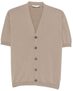 LUIGI GENTILE Button Short-Sleeve Cardigan - Natural