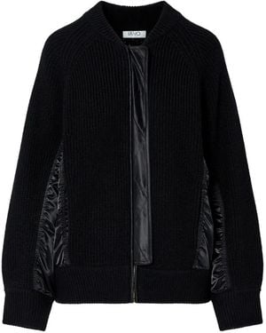 Liu Jo Chaqueta Bómber De Punto Con Apliques De Nylon - Negro