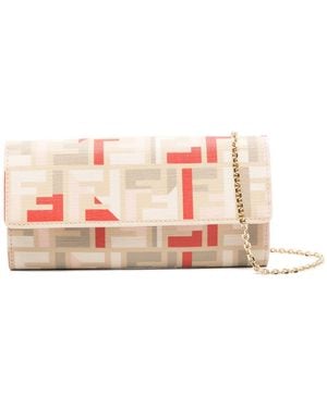 Fendi Ff Fabric Continental With Chain Pouch - Pink