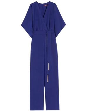 Max Mara Mono Largo Con Cuello En V - Azul