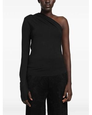 Thom Krom One-Shoulder Thumb-Slot Top - Black