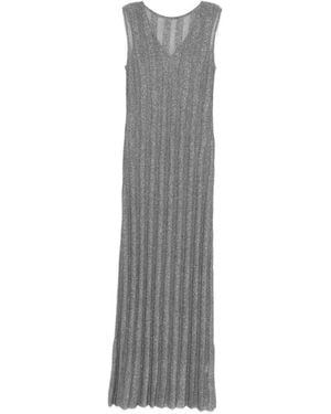 Neera V-Neck Pleated Dress - Gray