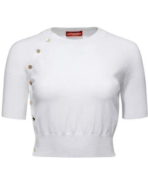 Altuzarra Short-Sleeve Knitted Crop Top - White