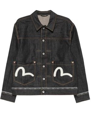 Evisu Seagull-Embroidered Denim Jacket - Black