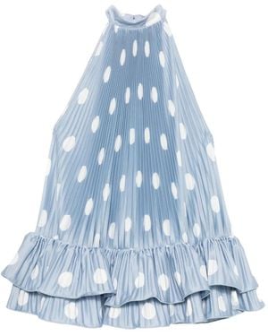 L'idée Robe Courte Soleil Plissée À Pois - Blue