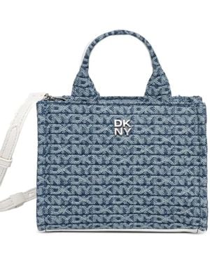 DKNY Logo-Pattern Tote Bag - Blue